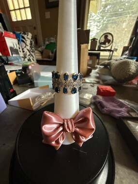 Blue and Clear Stone Fashion Ring Size 8